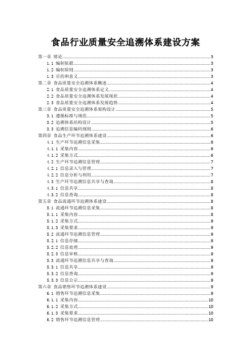 食品行业质量安全追溯体系建设方案