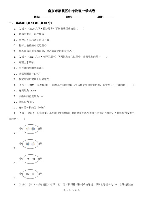 南京市栖霞区中考物理一模试卷