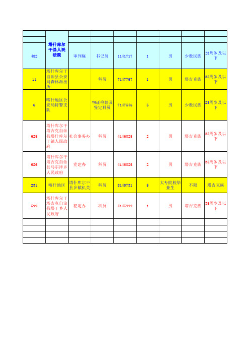 2013新疆公务员职位表