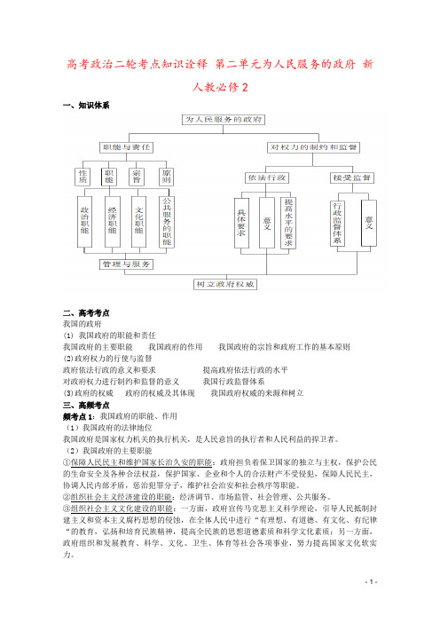 高考政治二轮考点知识诠释 第二单元为人民服务的政府 新人教必修2