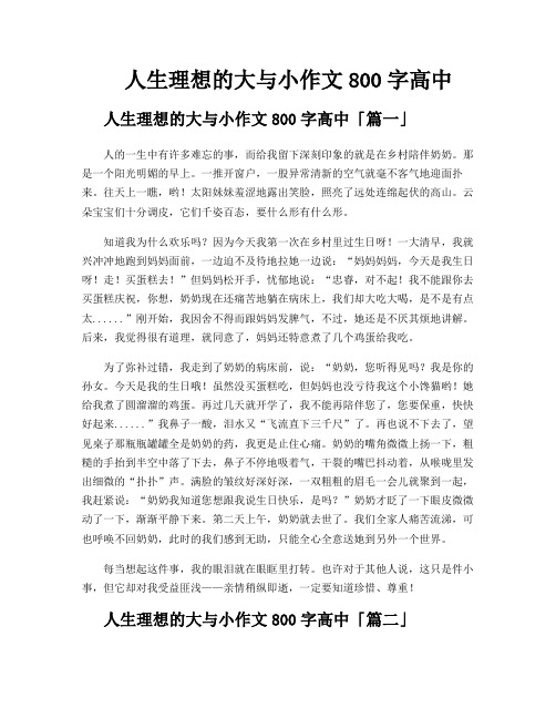 人生理想的大与小作文800字高中