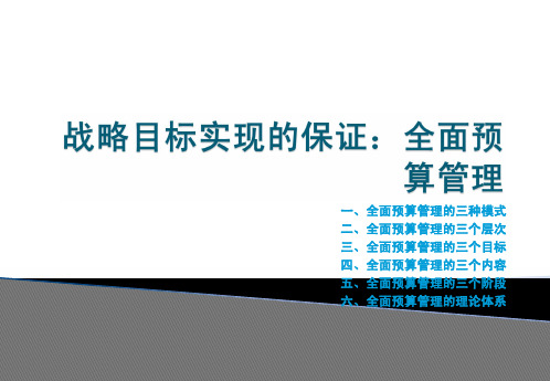 全面预算管理体系的建立