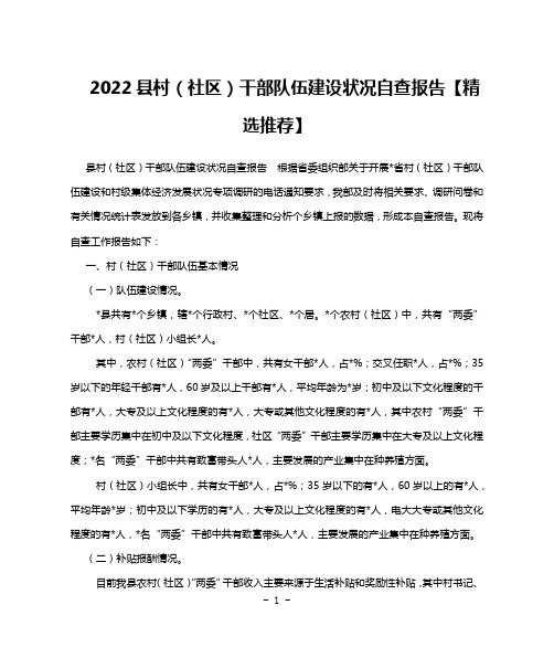 2022县村(社区)干部队伍建设状况自查报告【精选推荐】