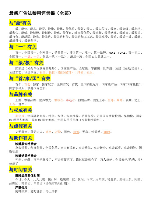 最新广告法禁用词集锦-2017