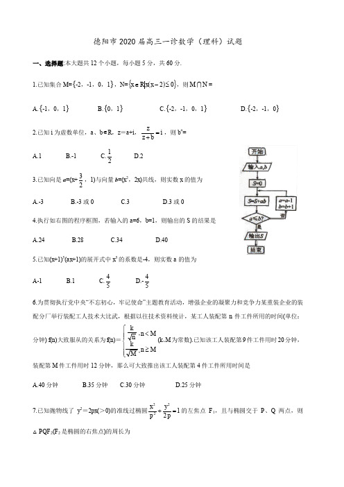 德阳市2020届高三一诊数学(理科)试题