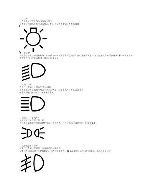 汽车开关符号说明