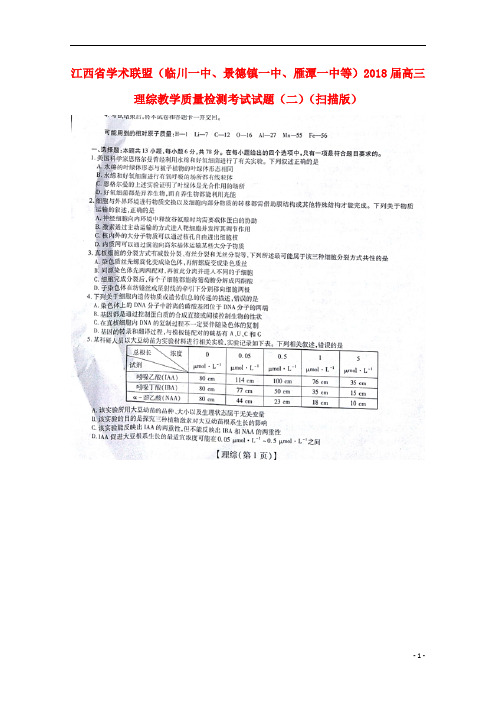 江西省学术联盟(临川一中、景德镇一中、雁潭一中等)2018届高三理综教学质量检测考试试题(二)(扫描版)