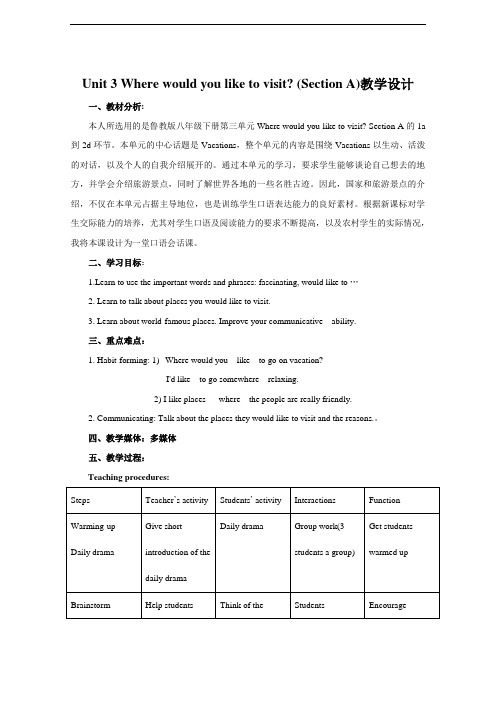 鲁教版英语八年级下Unit3 Where would you like to visit SectionA (11)