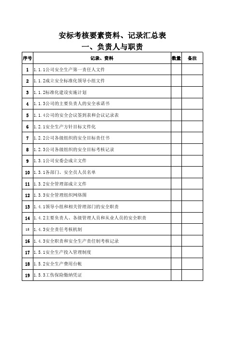 安全标准化十大要素资料记录汇总