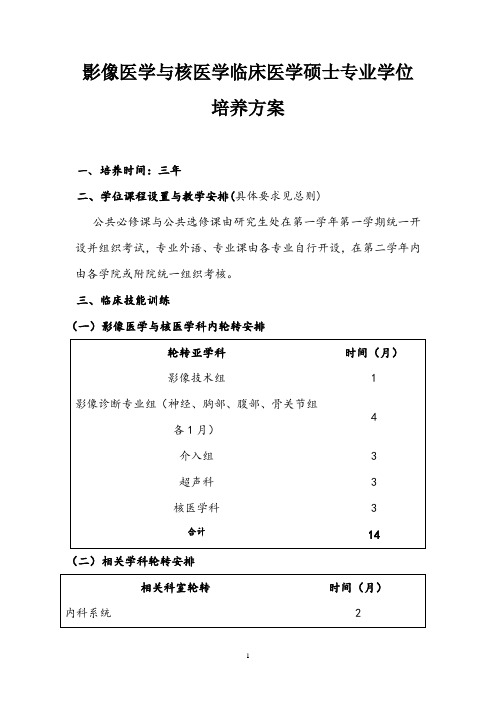 影像医学与核医学临床医学硕士专业学位培养方案