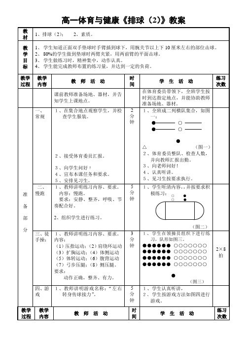 高一体育与健康《排球(2)》教案