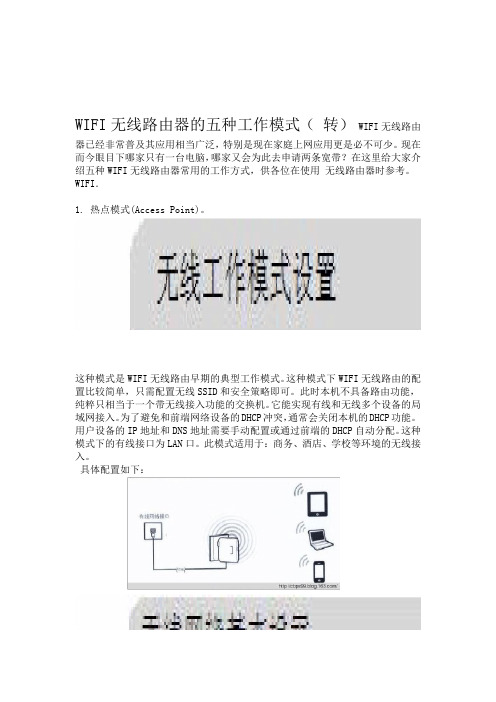 WIFI无线路由器的五种工作模式