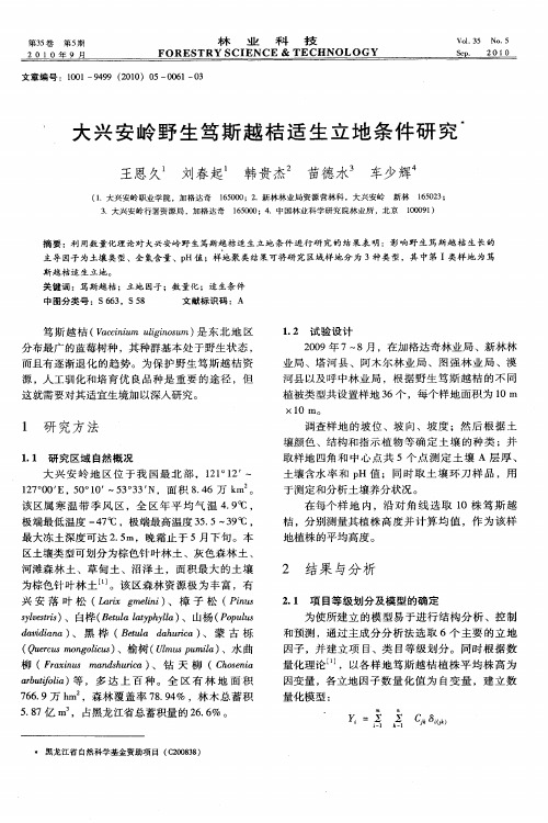 大兴安岭野生笃斯越桔适生立地条件研究