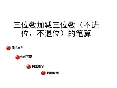 青岛版二年级下册数学 课件《三位数加减法(不进位、不退位)笔算》(共20张PPT)