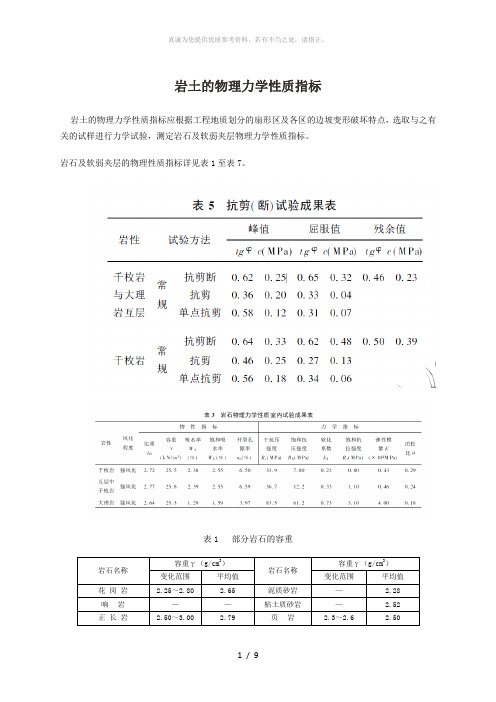 岩土的物理力学性质参数