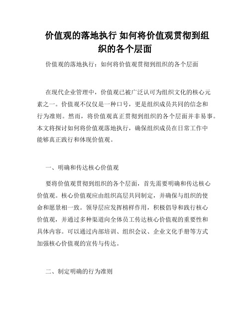   价值观的落地执行 如何将价值观贯彻到组织的各个层面