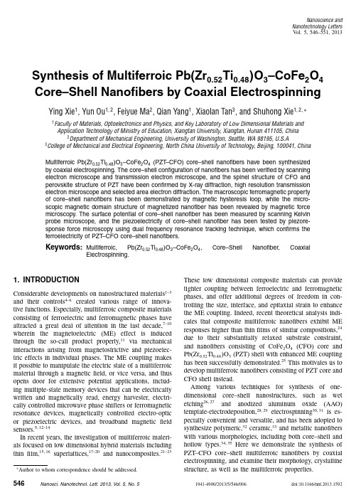 Synthesis+of+Multiferroic+Pb(Zr0.52Ti0.48)O3-CoFe2O4Core-Shell+Nanofibers+by+Coaxial+Electrospinning