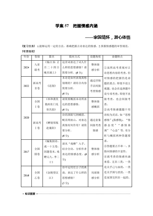 板块六 学案57 把握情感内涵——家国情怀,潜心体悟