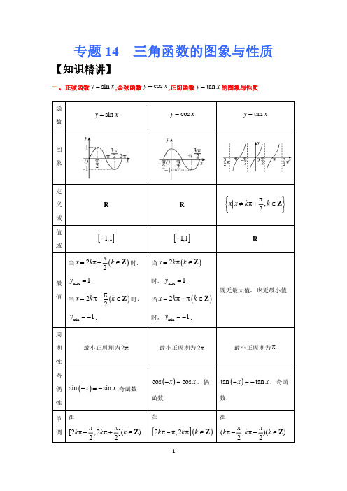 高考专题复习14三角函数的图象与性质