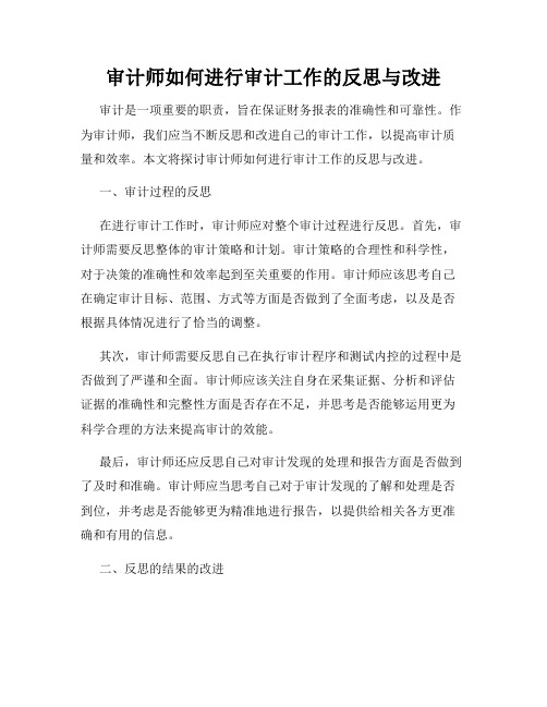 审计师如何进行审计工作的反思与改进