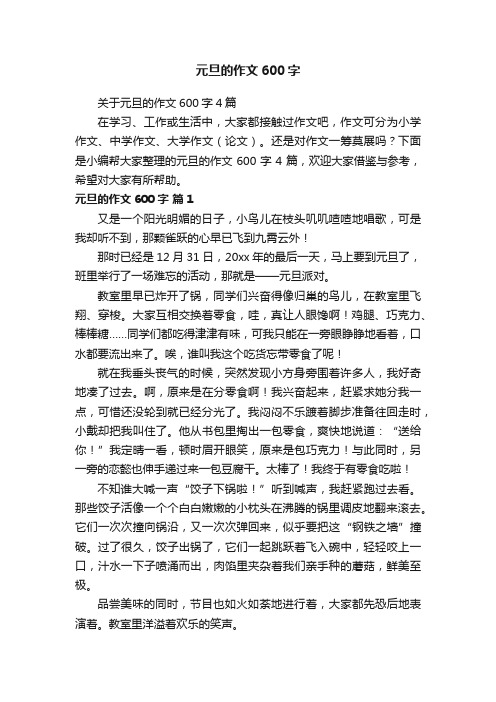 关于元旦的作文600字4篇