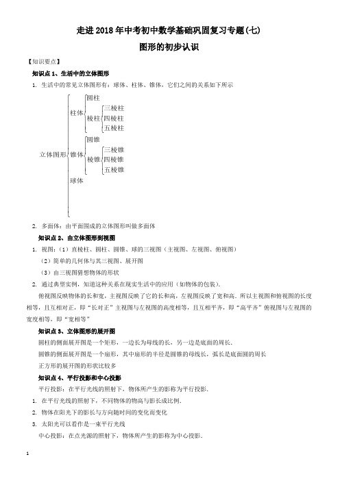 2018届成都市中考数学基础巩固专题复习(七)图形的初步认识