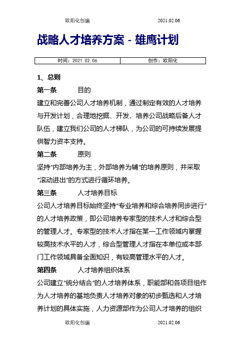 战略人才培养方案-雄鹰计划之欧阳化创编