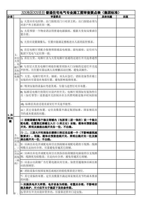 房建项目电气施工图审查要点表