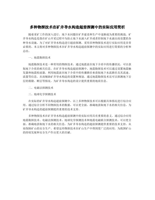 多种物探技术在矿井导水构造超前探测中的实际应用简析