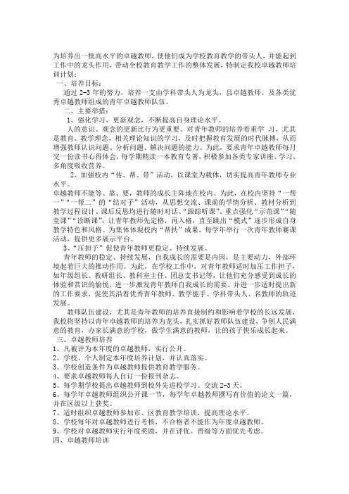 卓越教师培养措施与方法