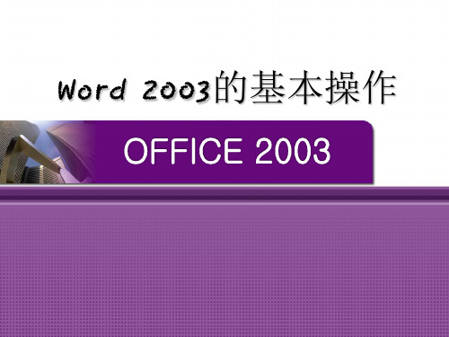 Word 2003的基本操作