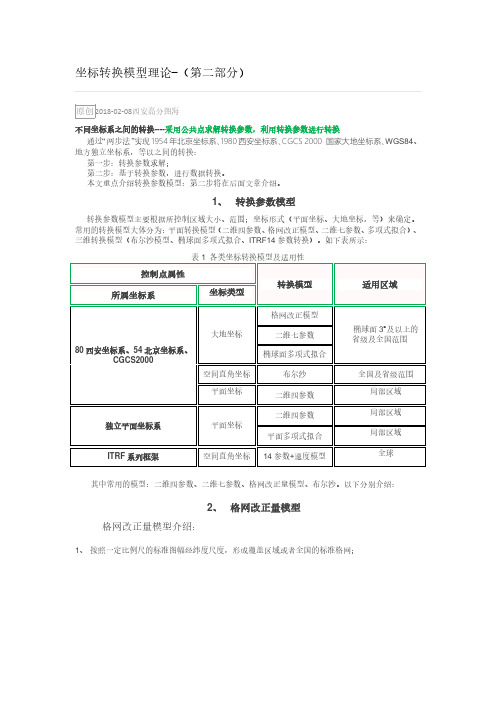 4坐标转换模型-二维四参数七参数布尔沙格网改正量