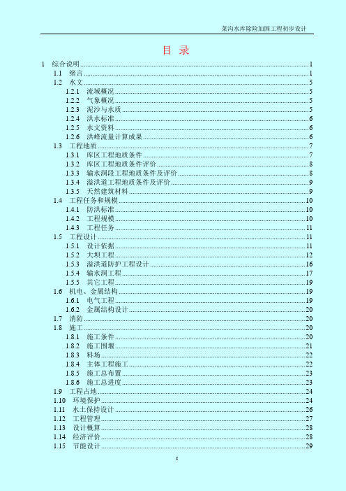 菜沟初步设计报告