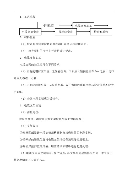 电缆沟支架制作及防雷接地施工方案