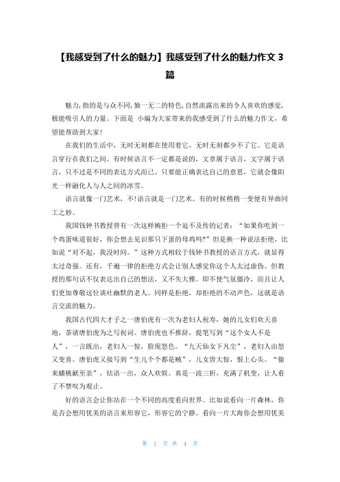 【我感受到了什么的魅力】我感受到了什么的魅力作文3篇