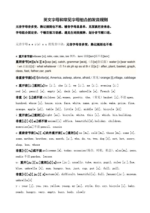 英文字母和常见字母组合的发音规则
