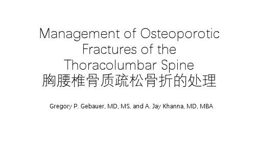 胸腰椎骨质疏松骨折的处理 ppt课件