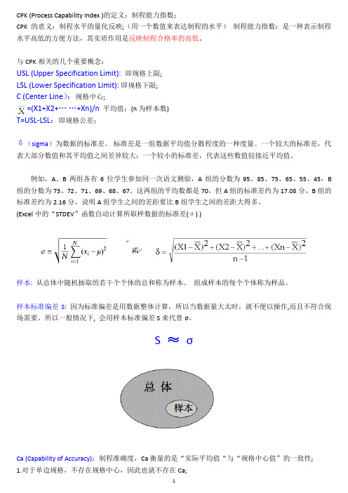 制程能力分析 Cpk Cp Ca