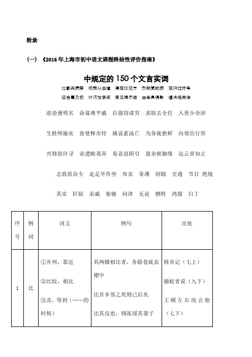 上海中考最个文言实词