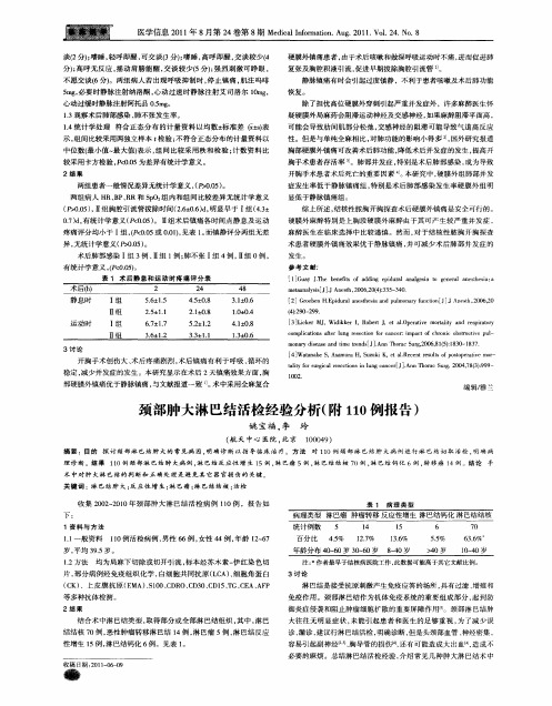 颈部肿大淋巴结活检经验分析(附110例报告)