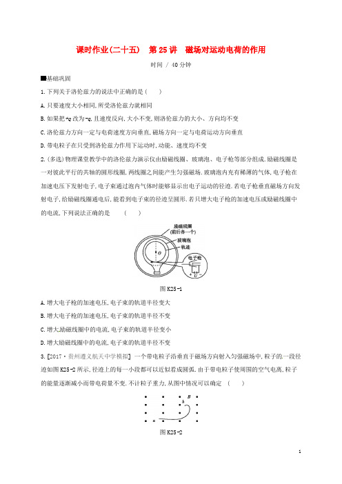 高考物理总复习 第9单元 磁场 作业手册(25)磁场对运动