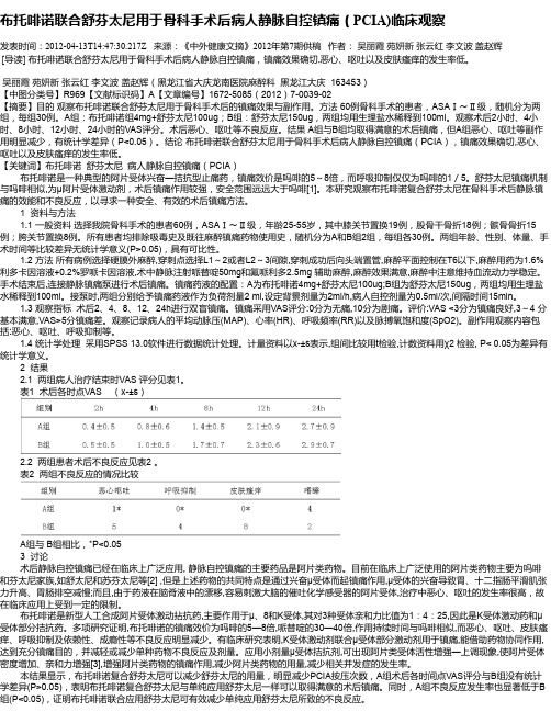 布托啡诺联合舒芬太尼用于骨科手术后病人静脉自控镇痛(PCIA)临床观察