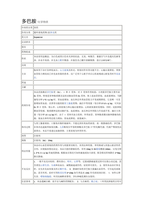 多巴胺-化学物质说明解释