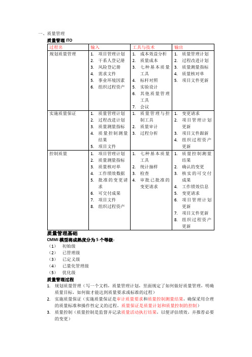 信息系统项目管理师第八章项目质量管理