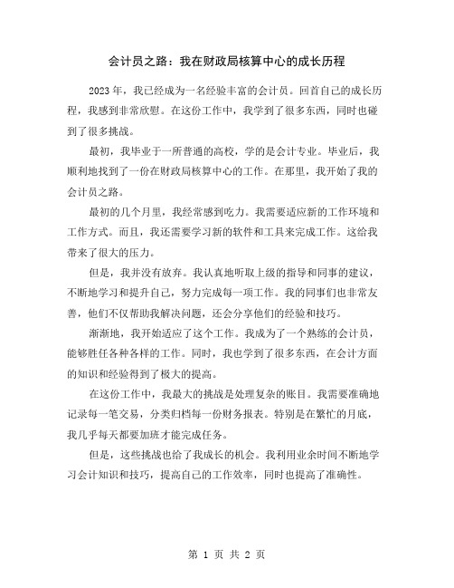 会计员之路：我在财政局核算中心的成长历程