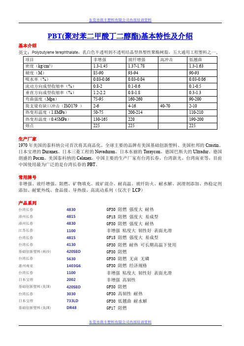 PBT(聚对苯二甲酸丁二醇酯)基本特性及介绍