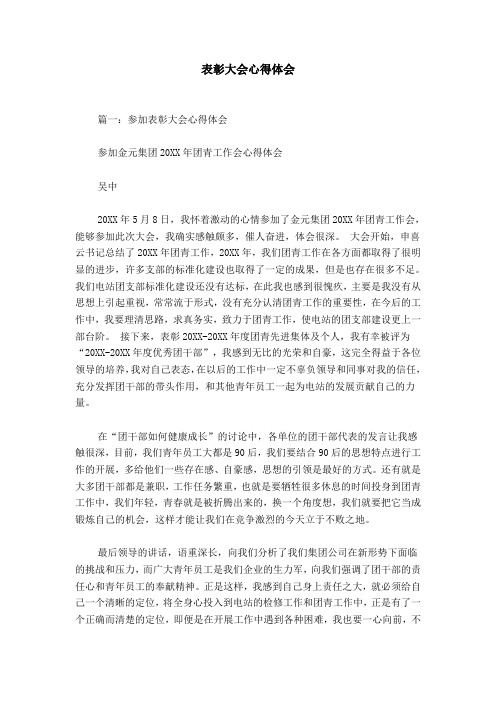 表彰大会心得体会