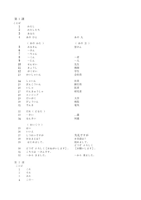 日语基础单词汇总