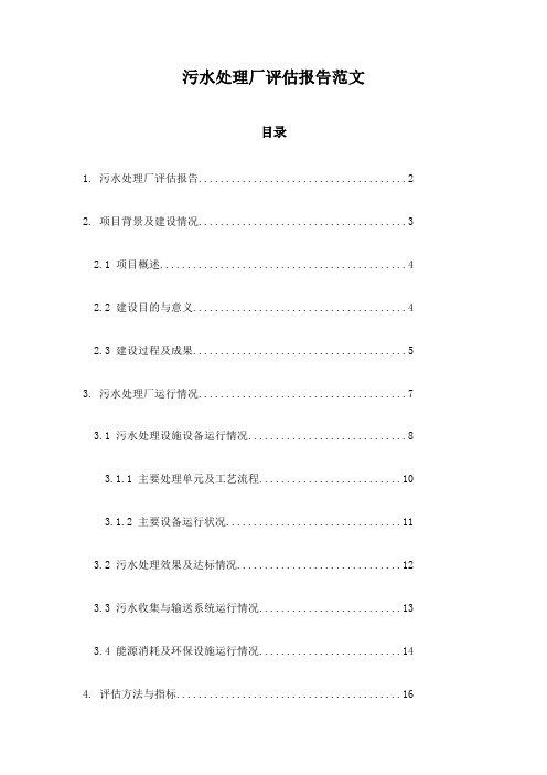 污水处理厂评估报告范文