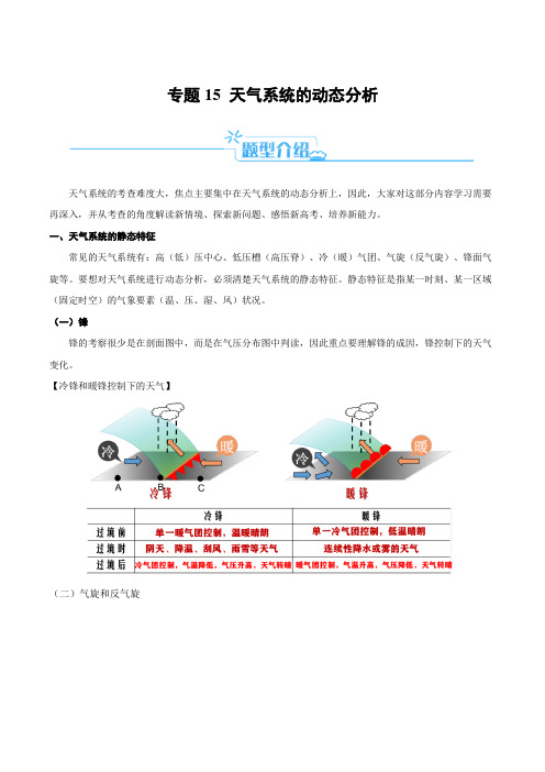 专题15 天气系统的动态分析(解析版)